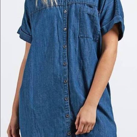 Volcom Yo Shortie Oversized Blue Denim Dress - Picture 3 of 14